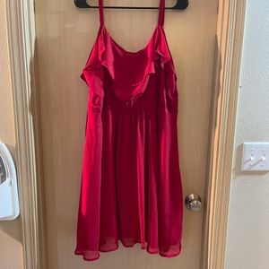 Torrid red A line dress with ruffly neckline